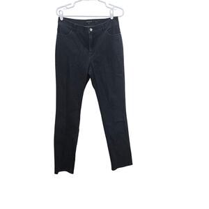 Lafayette 148 Thompson Black Slim Straight Stretch Jeans Size 10